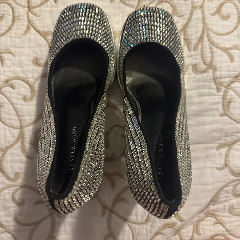 Azalea Wang Silver Embellished Heels